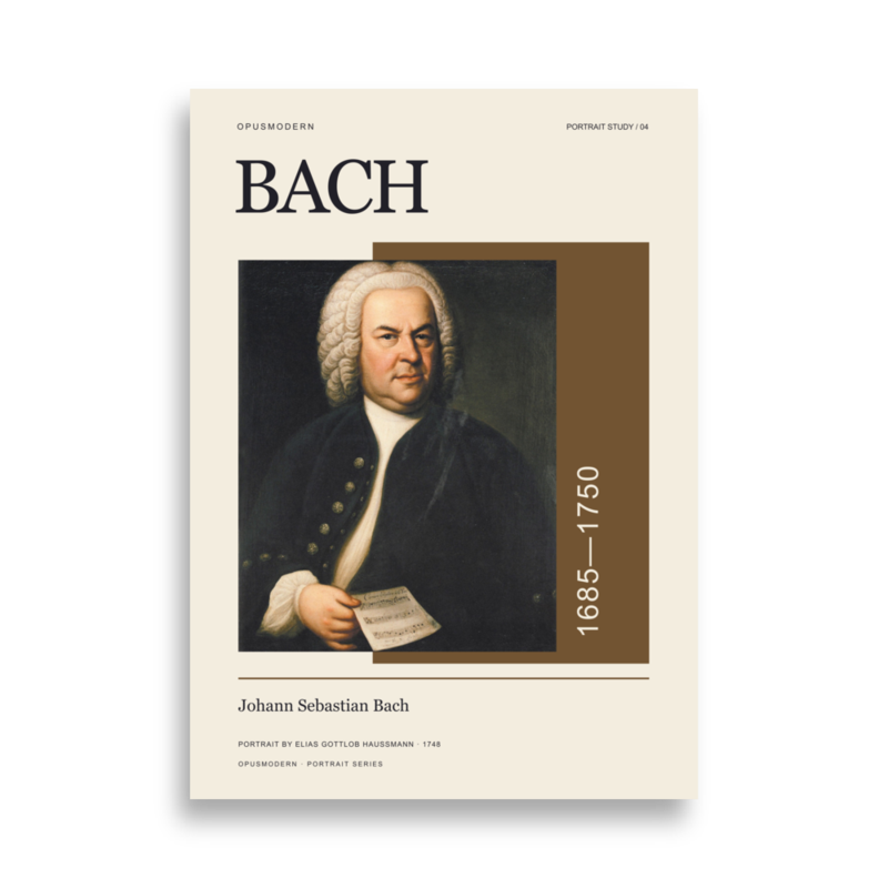 Bach Poster — Portrait — Edge-to-Edge — 50 × 70 cm (≈ 19.69″ × 27.56″) — full print dimensions