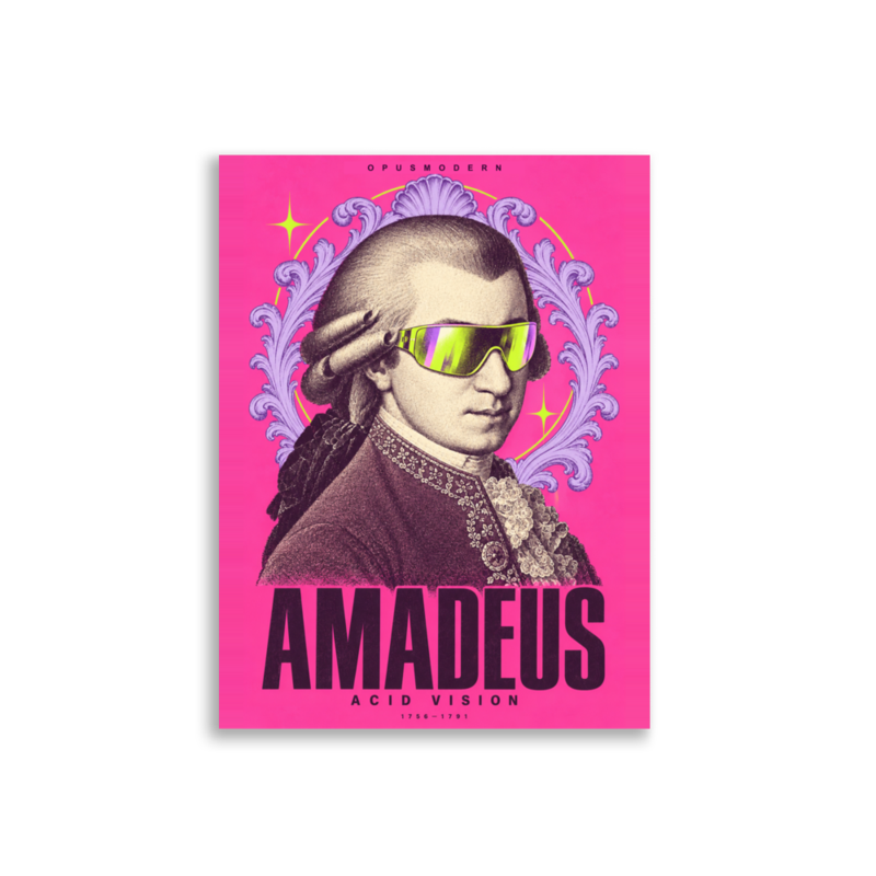 Mozart Poster — Acid Vision — Edge-to-Edge — 3:4 print proportions for matching metric and inch sizes