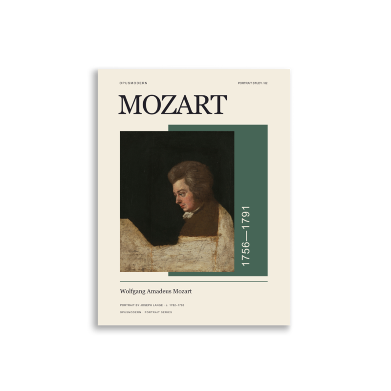 Mozart Poster — Lange Portrait — Edge-to-Edge — 3:4 print proportions for matching metric and inch sizes