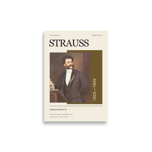 Johann Strauss II Poster — Portrait — Edge-to-Edge — 21 × 30 cm (≈ 8.27″ × 11.81″) — full print dimensions