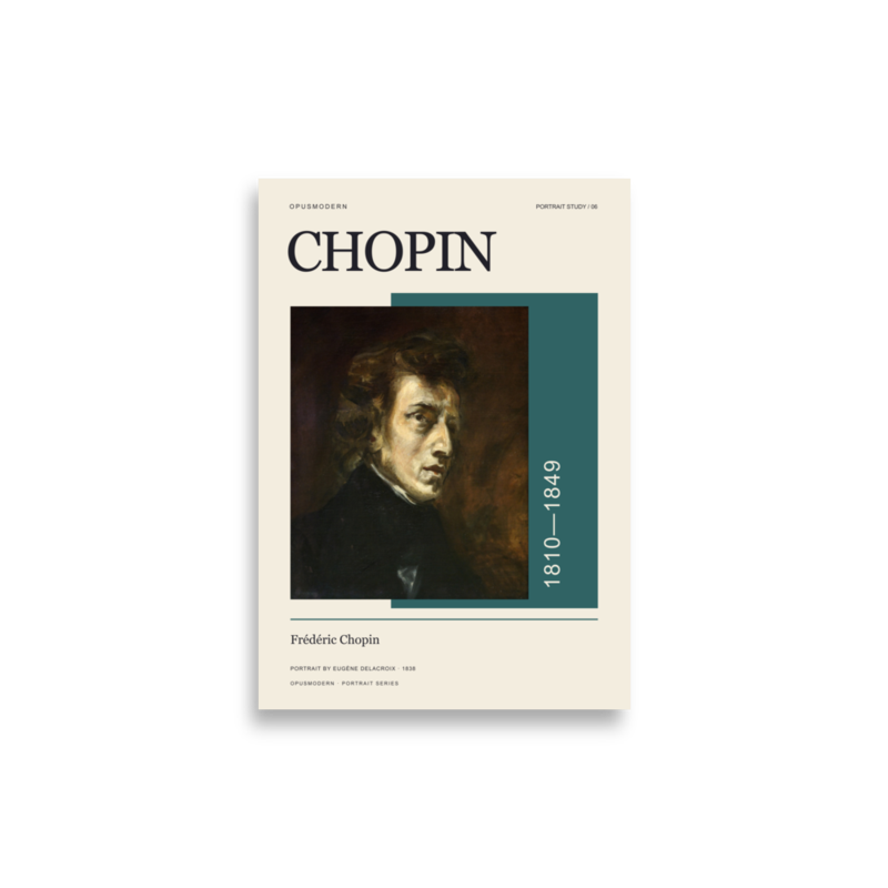 Chopin Poster — Portrait — Edge-to-Edge — 21 × 30 cm (≈ 8.27″ × 11.81″) — full print dimensions