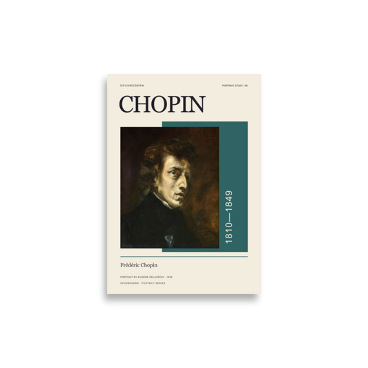Chopin Poster — Portrait — Edge-to-Edge — 21 × 30 cm (≈ 8.27″ × 11.81″) — full print dimensions
