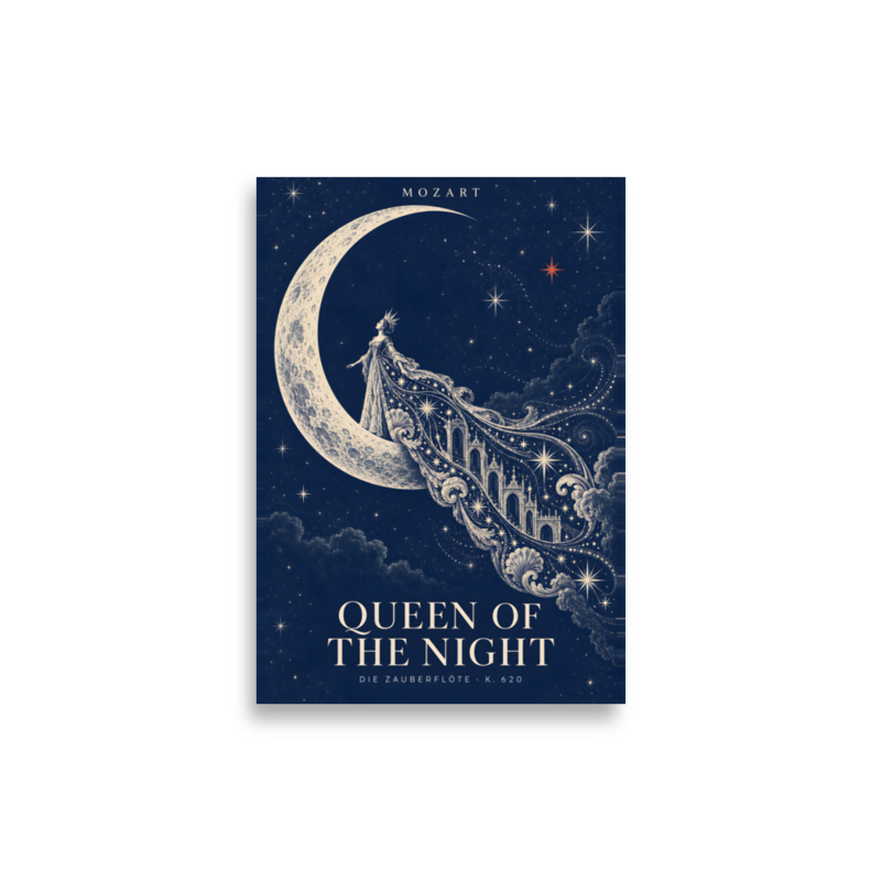 Mozart Poster — Queen of the Night — Edge-to-Edge — 21 × 30 cm (≈ 8.27″ × 11.81″) — full print dimensions