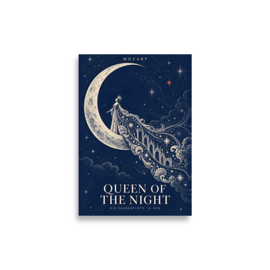 Mozart Poster — Queen of the Night — Edge-to-Edge — 21 × 30 cm (≈ 8.27″ × 11.81″) — full print dimensions