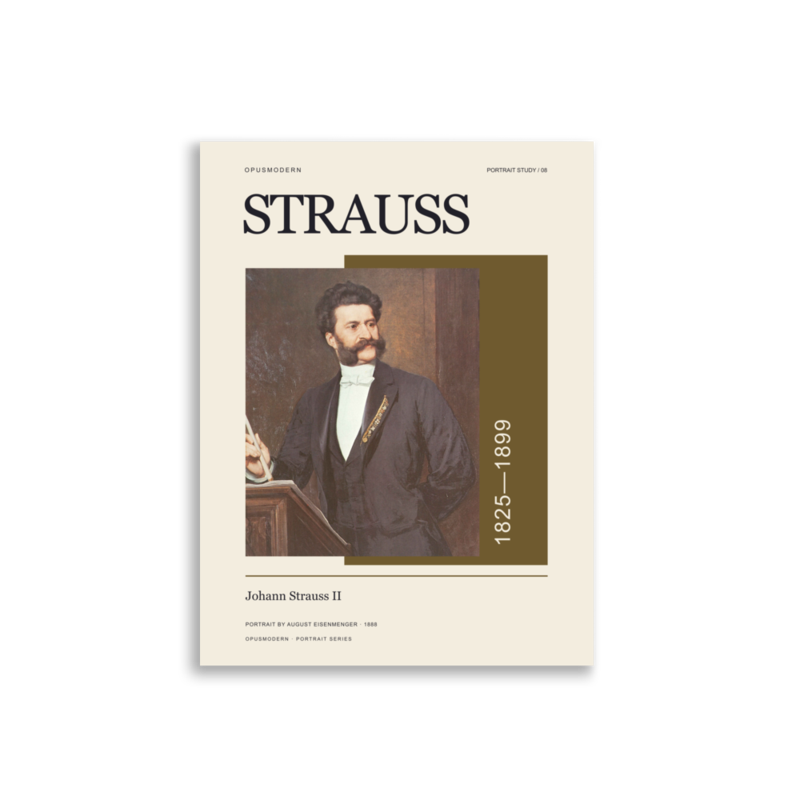 Johann Strauss II Poster — Portrait — Edge-to-Edge — 3:4 print proportions for matching metric and inch sizes