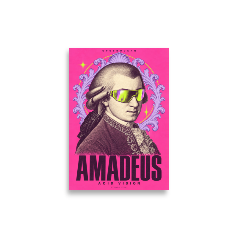 Mozart Poster — Acid Vision — Edge-to-Edge — 21 × 30 cm (≈ 8.27″ × 11.81″) — full print dimensions
