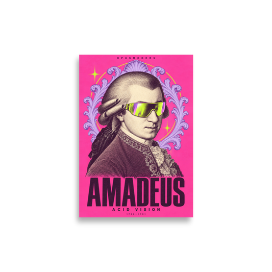 Mozart Poster — Acid Vision — Edge-to-Edge — 21 × 30 cm (≈ 8.27″ × 11.81″) — full print dimensions