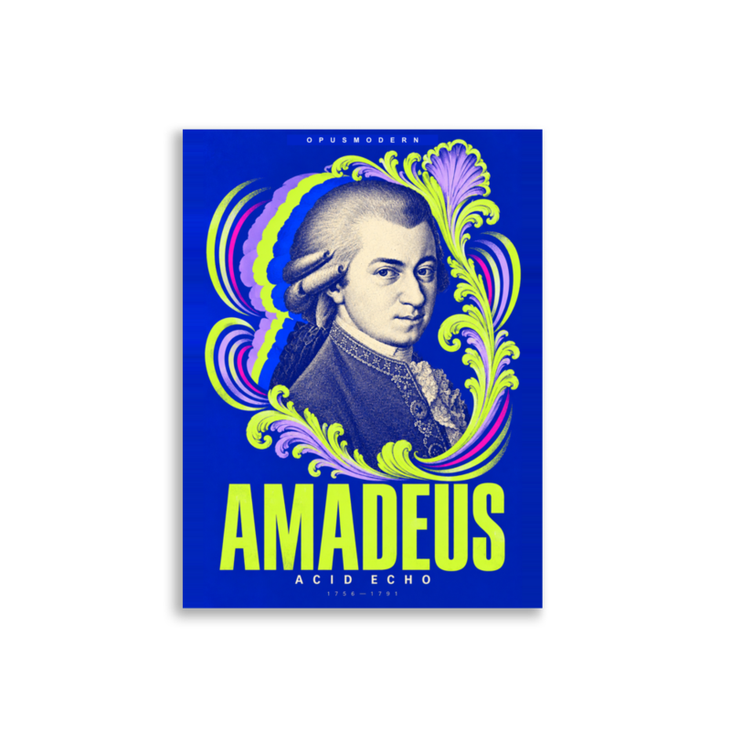 Mozart Poster — Acid Echo — Edge-to-Edge — 3:4 print proportions for matching metric and inch sizes