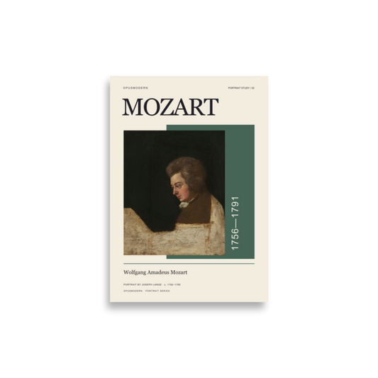 Mozart Poster — Lange Portrait — Edge-to-Edge — 21 × 30 cm (≈ 8.27″ × 11.81″) — full print dimensions