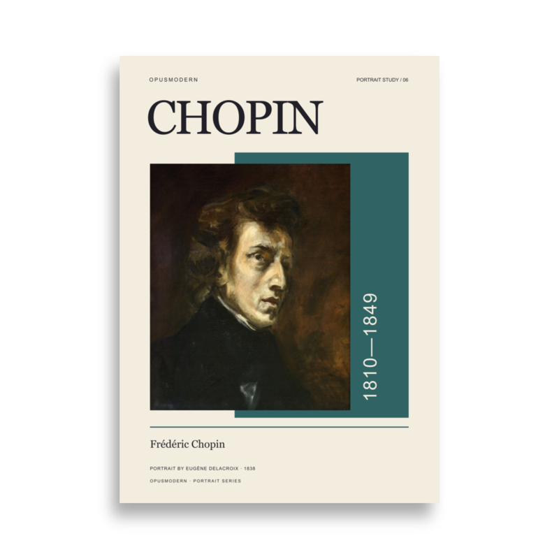 Chopin Poster — Portrait — Edge-to-Edge — 50 × 70 cm (≈ 19.69″ × 27.56″) — full print dimensions