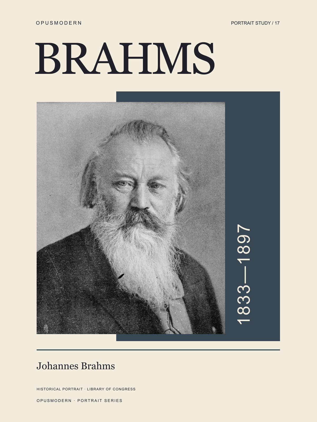 Johannes Brahms — 18X24 — Edge-to-edge. Full production composition.