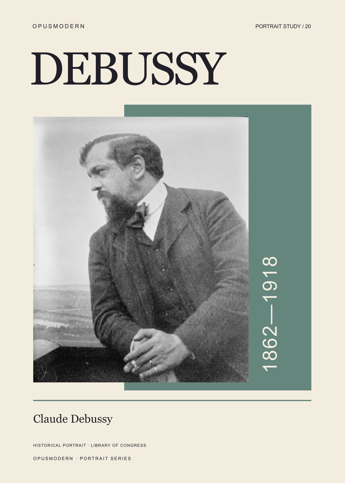 Claude Debussy — 20X28 — Edge-to-edge. Full production composition.