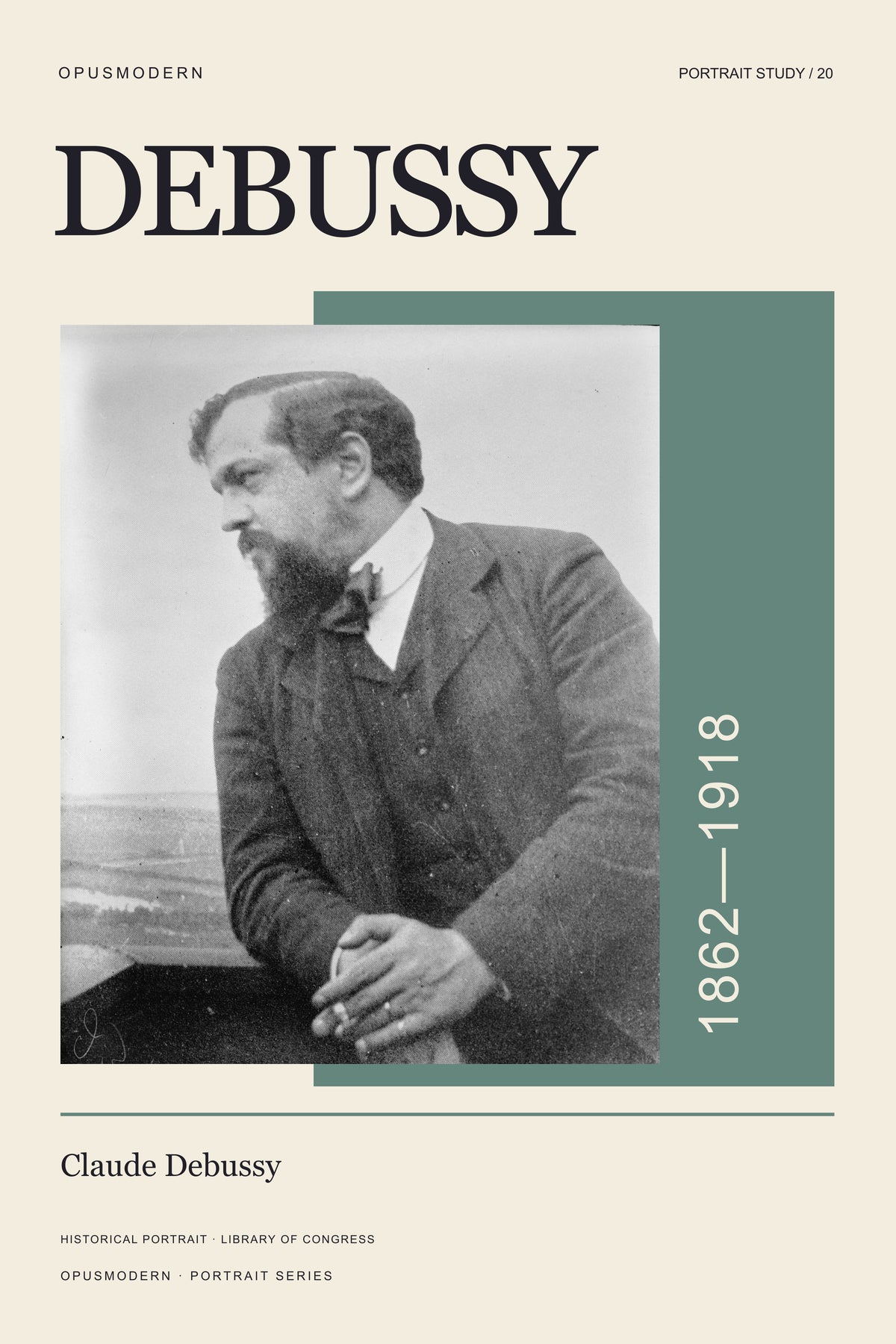 Claude Debussy — 8X12 — Edge-to-edge. Full production composition.