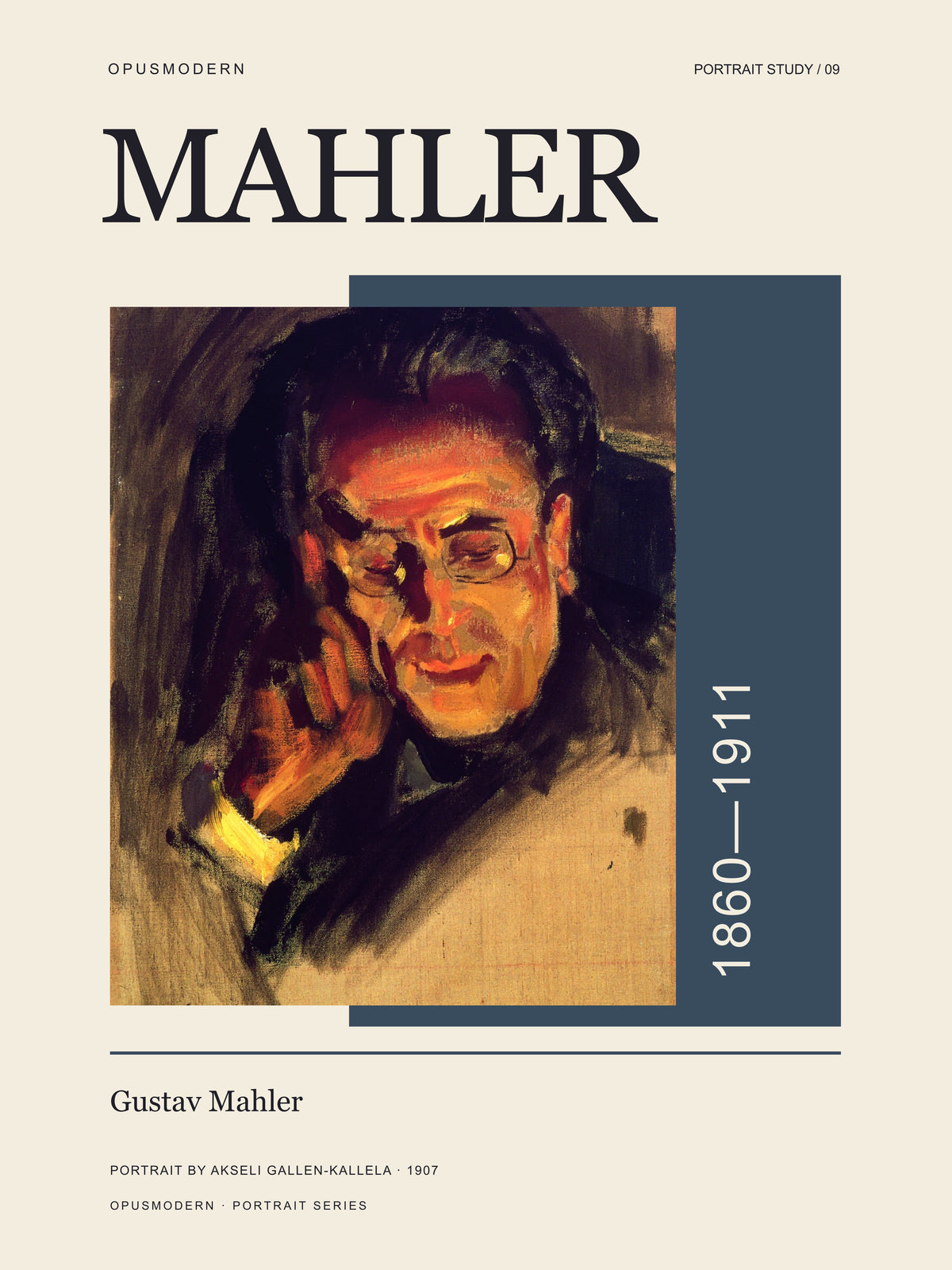 Mahler Poster — Portrait — Edge-to-edge — 12X16 flat print artwork; frame finish not pictured