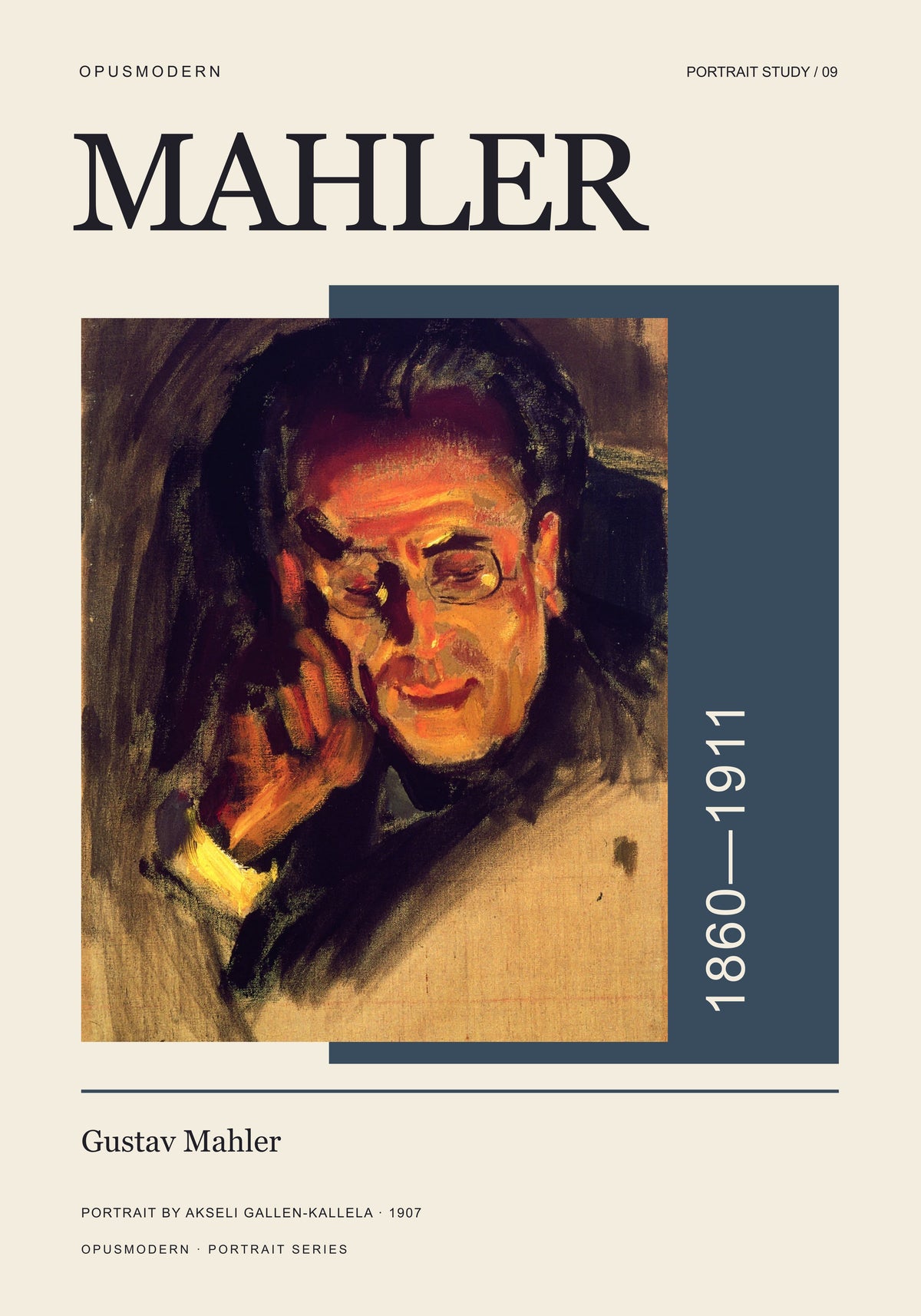 Mahler Poster — Portrait — Edge-to-edge — 28X40 flat print artwork; frame finish not pictured