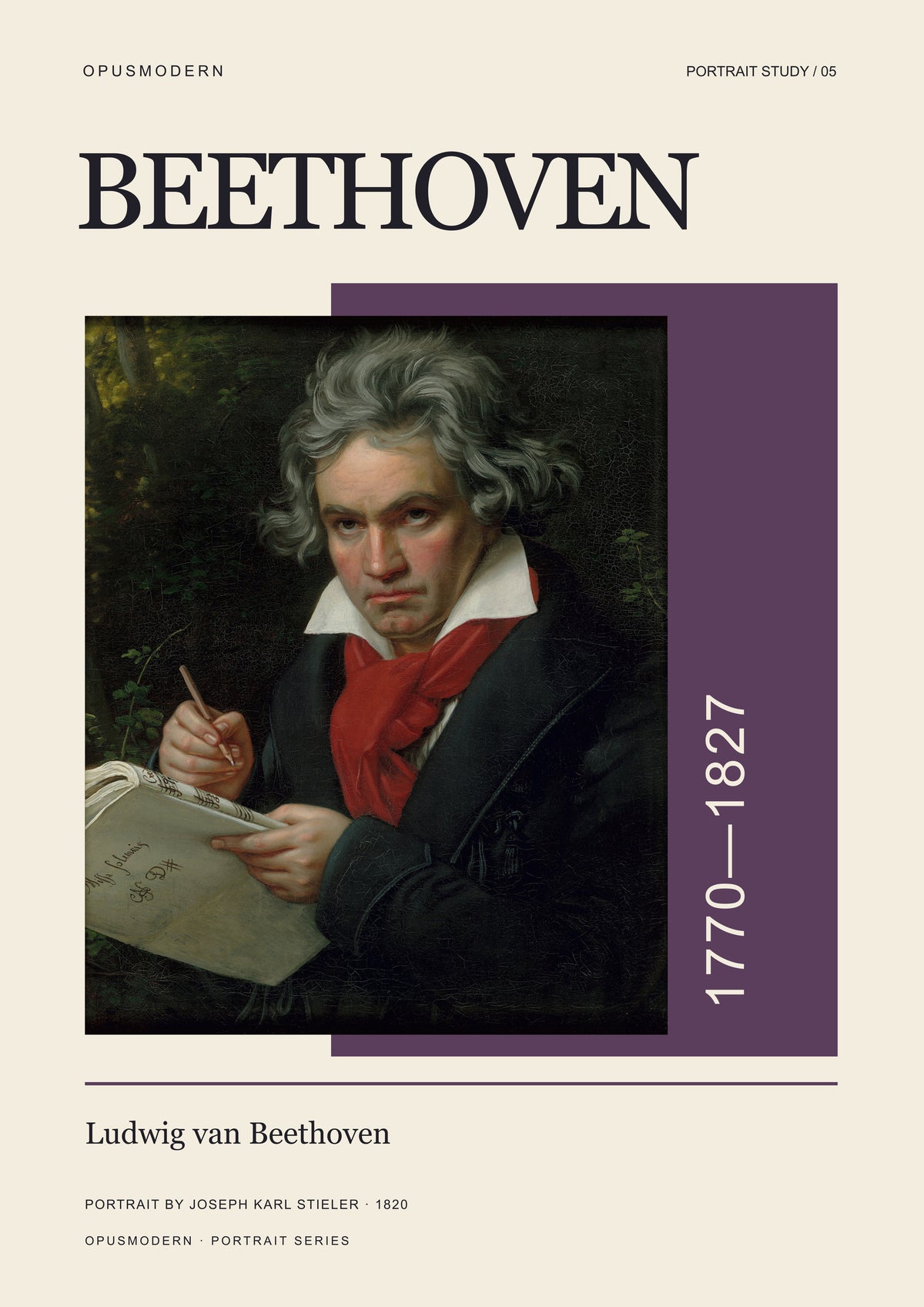 Beethoven Art Print — Portrait — A4 (21 × 29.7 cm) — edge-to-edge unframed art print