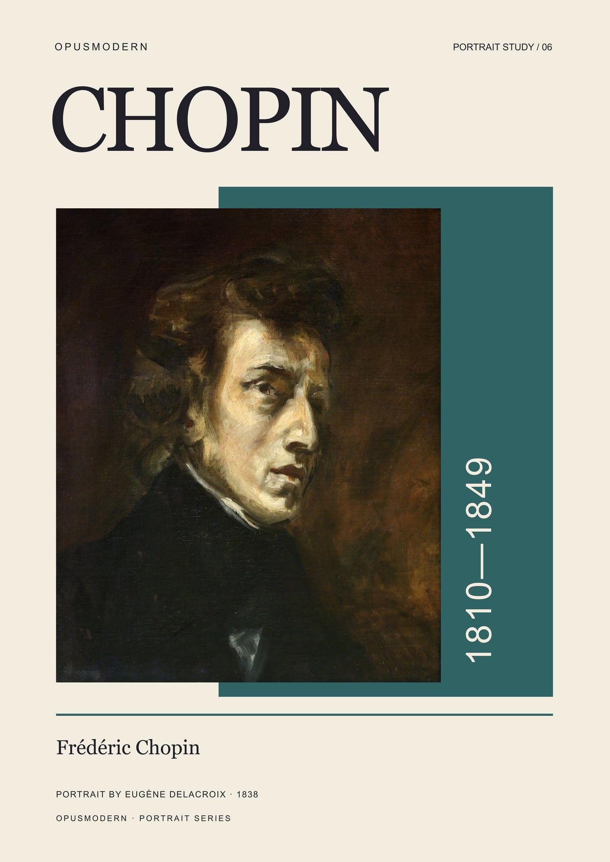 Chopin Art Print — Portrait — A4 (21 × 29.7 cm) — edge-to-edge unframed art print