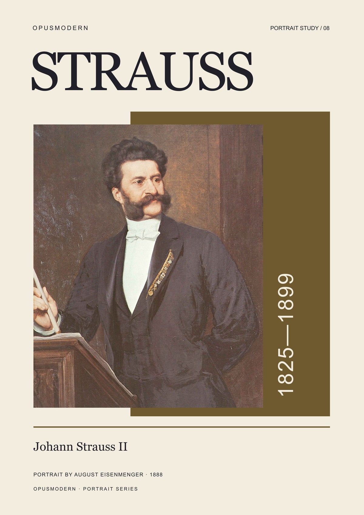 Johann Strauss II Art Print — Portrait — A4 (21 × 29.7 cm) — edge-to-edge unframed art print