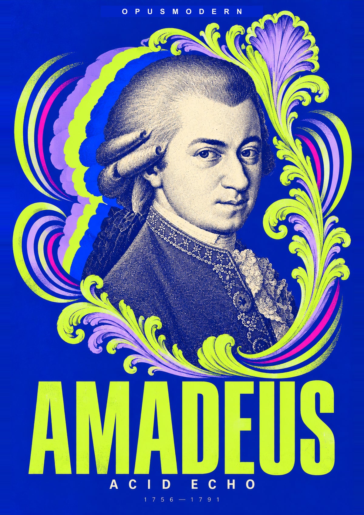 Mozart Art Print — Acid Echo — A4 (21 × 29.7 cm) — edge-to-edge unframed art print