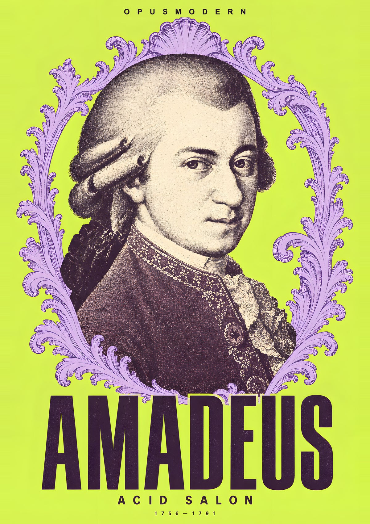 Mozart Art Print — Acid Salon — A4 (21 × 29.7 cm) — edge-to-edge unframed art print