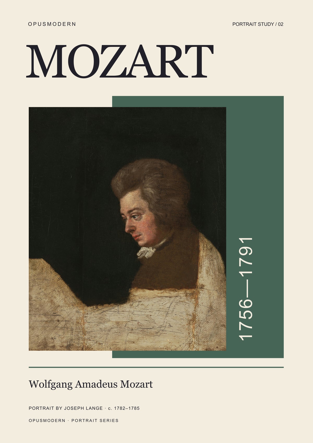 Mozart Art Print — Lange Portrait — A4 (21 × 29.7 cm) — edge-to-edge unframed art print