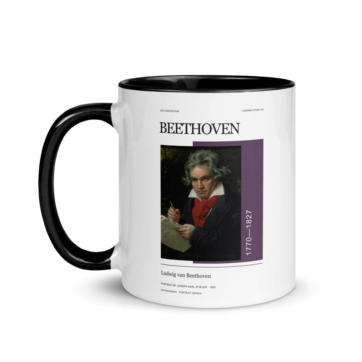 05 Beethoven Portrait — OPUSMODERN Mug — full-resolution OPUSMODERN artwork — handle left