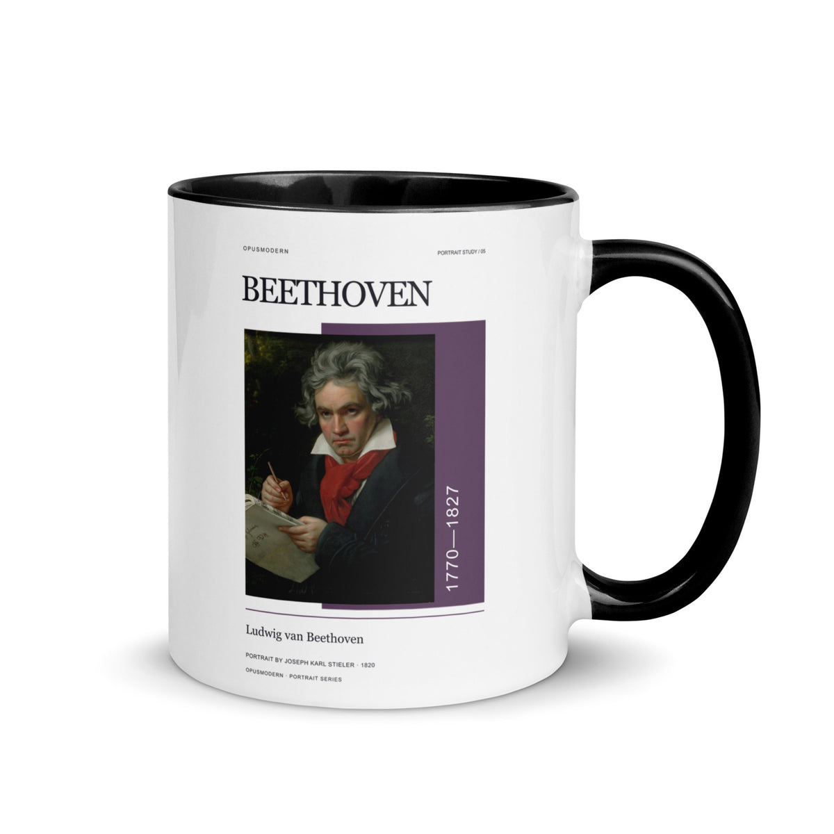 05 Beethoven Portrait — OPUSMODERN Mug — full-resolution OPUSMODERN artwork — handle right