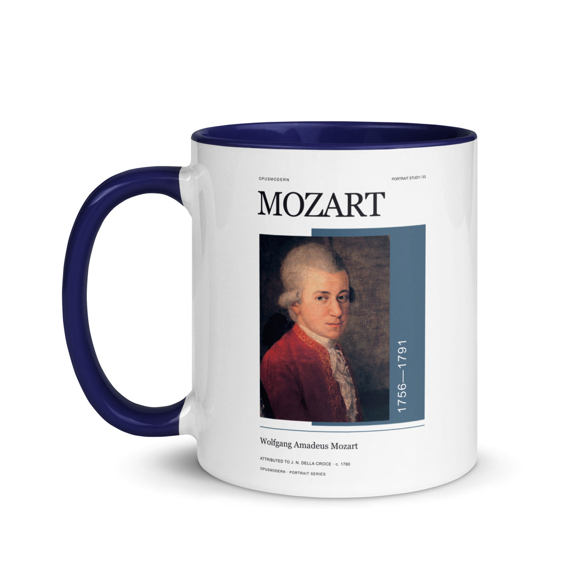 Croce Portrait — Mozart Mug — full-resolution OPUSMODERN artwork — handle left