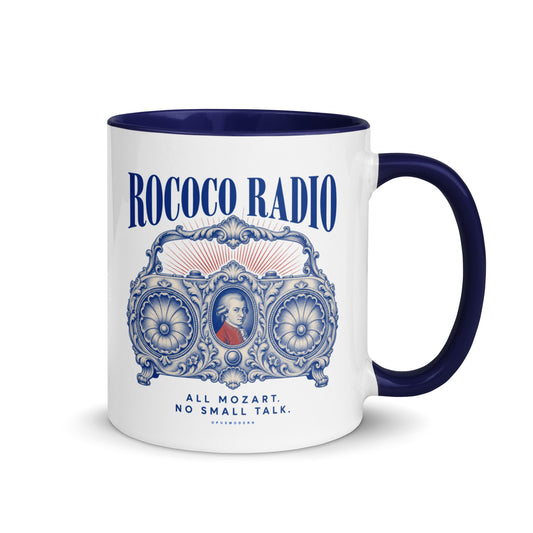 Rococo Radio — Mozart Mug — full-resolution OPUSMODERN artwork — handle right