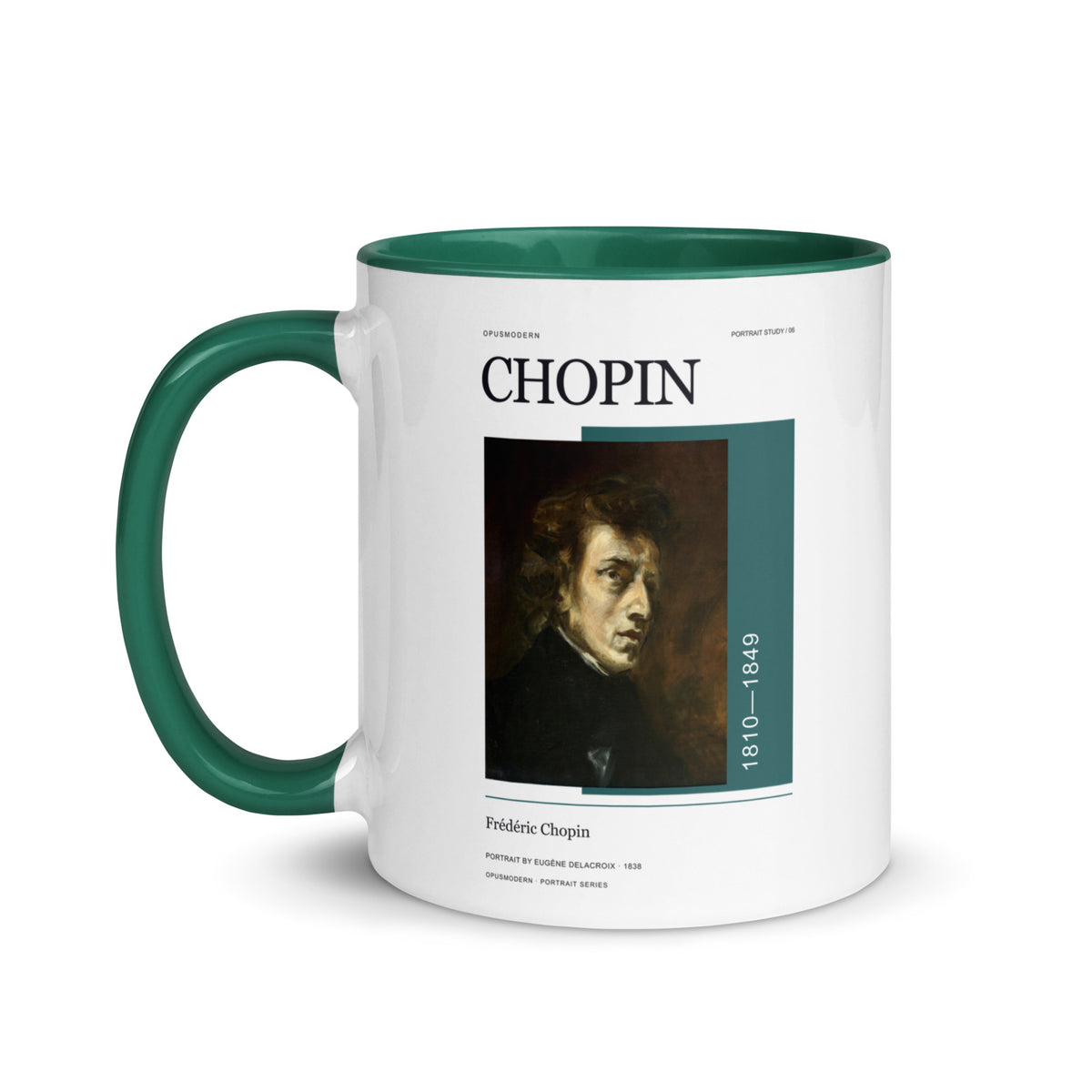 06 Chopin Portrait — OPUSMODERN Mug — full-resolution OPUSMODERN artwork — handle left
