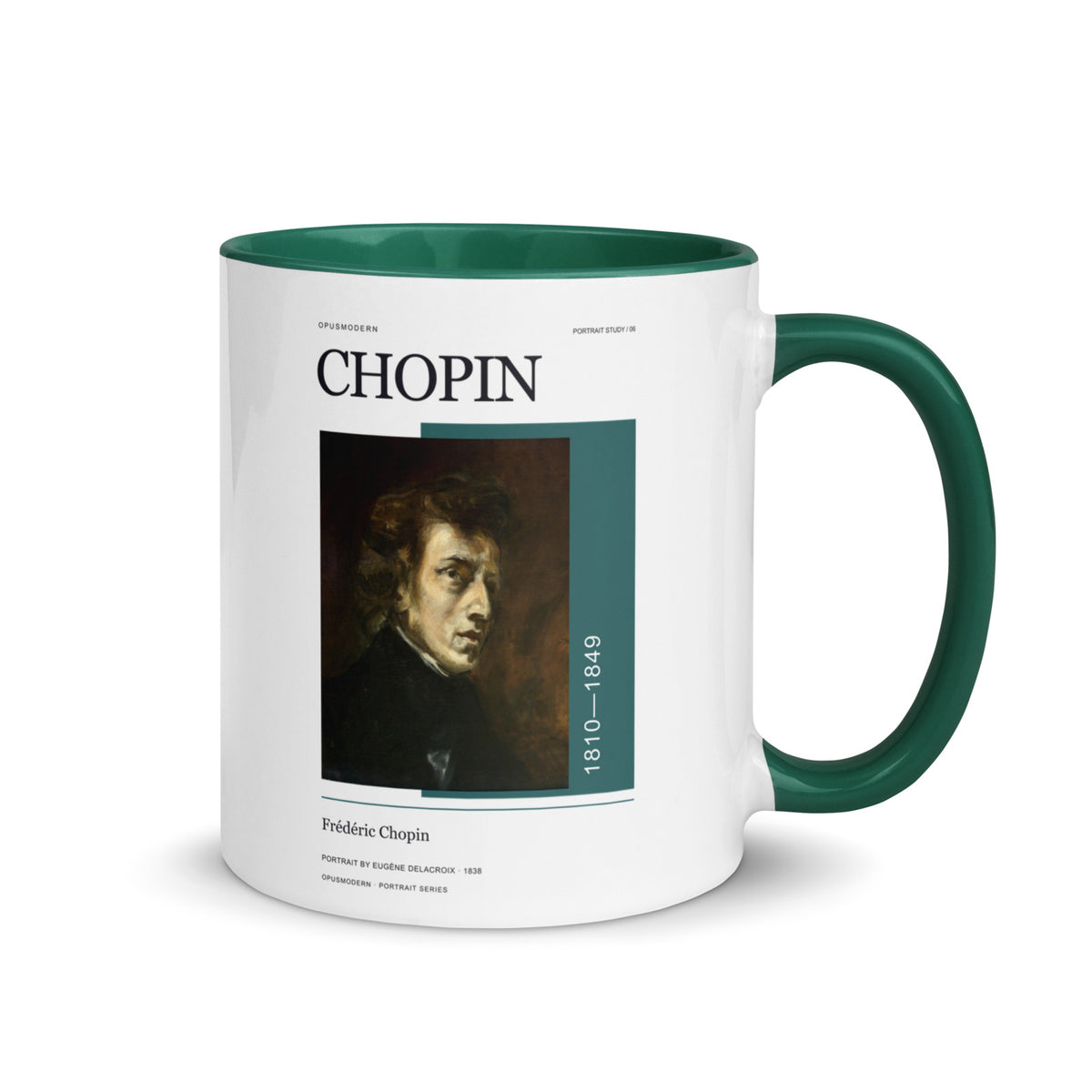 06 Chopin Portrait — OPUSMODERN Mug — full-resolution OPUSMODERN artwork — handle right