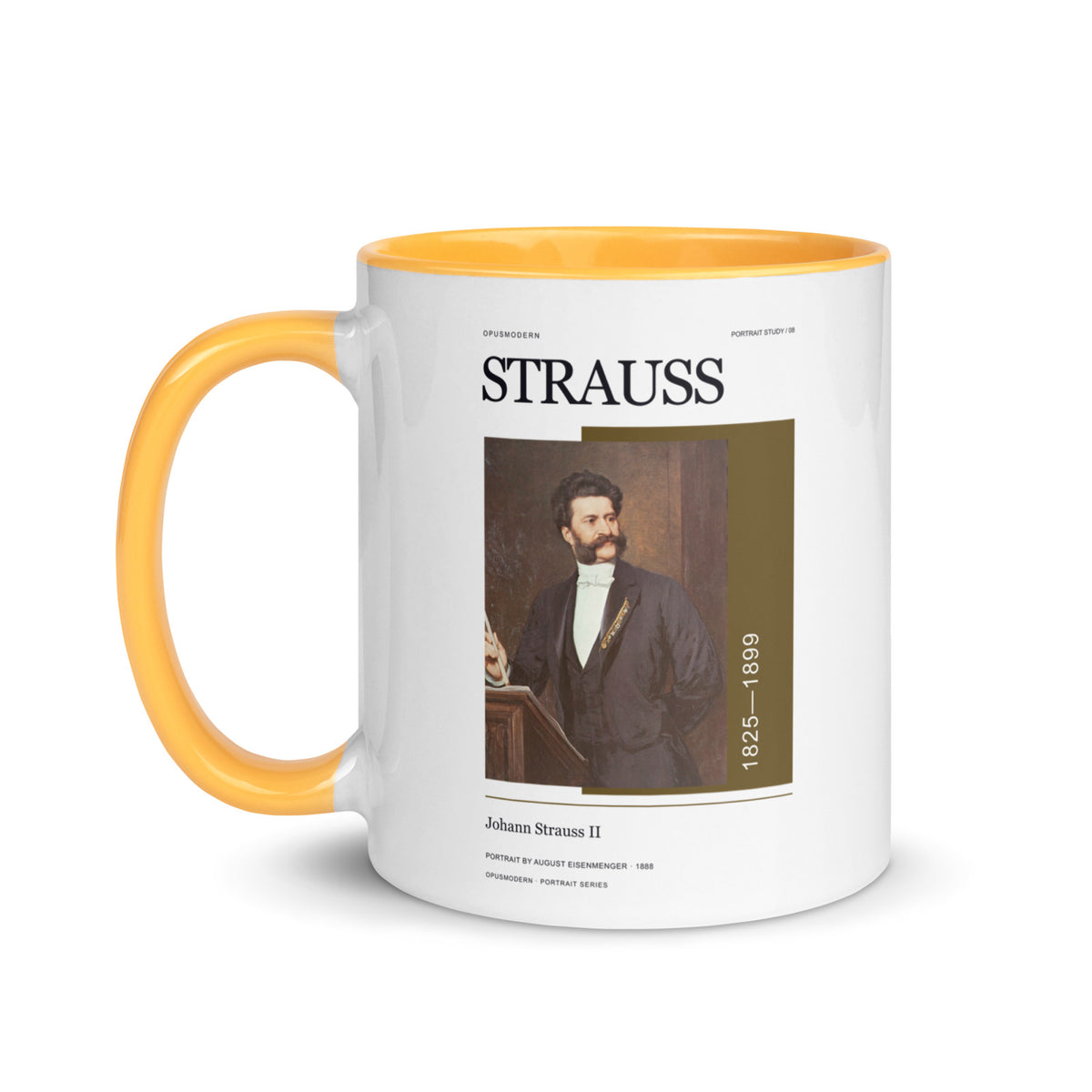 08 Johann Strauss II Portrait — OPUSMODERN Mug — full-resolution OPUSMODERN artwork — handle left