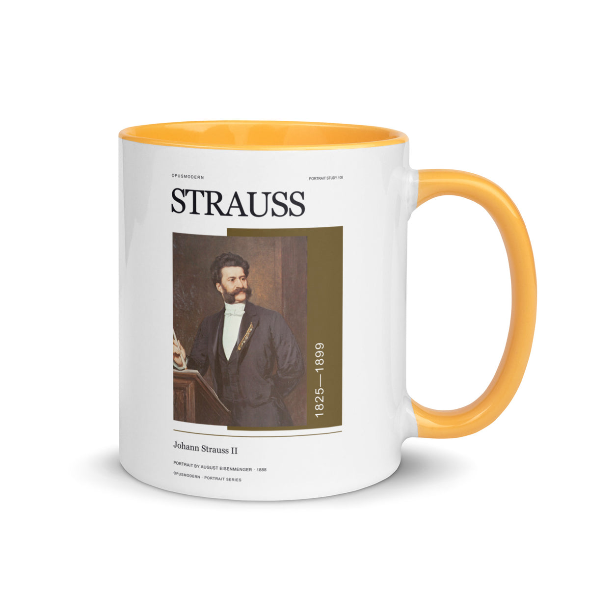 08 Johann Strauss II Portrait — OPUSMODERN Mug — full-resolution OPUSMODERN artwork — handle right