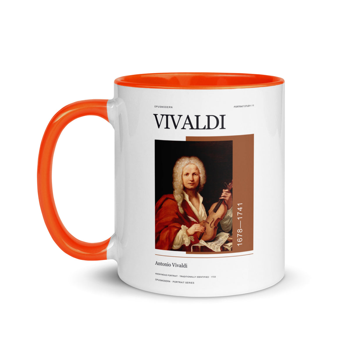 11 Antonio Vivaldi Portrait — OPUSMODERN Mug — full-resolution OPUSMODERN artwork — handle left